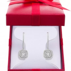 Diamond Halo Drop Earrings (1/2 ct. t.w.) in Sterling Silver