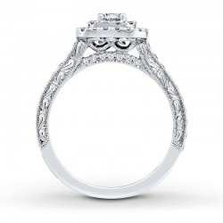 Engagement Ring 7/8 ct tw Diamonds 14K White Gold