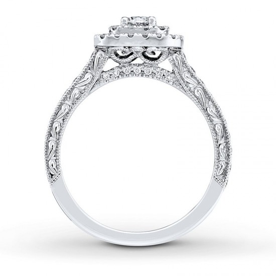 Engagement Ring 7/8 ct tw Diamonds 14K White Gold