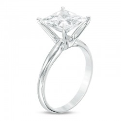 Certified Princess-Cut Diamond Solitaire Engagement Ring in 14K White Gold 