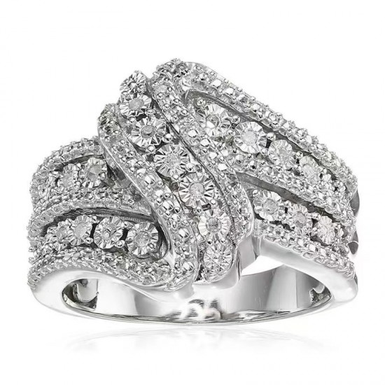 Bridal Set Multi-Row 1/8 ct tw Diamond Crossover Ring