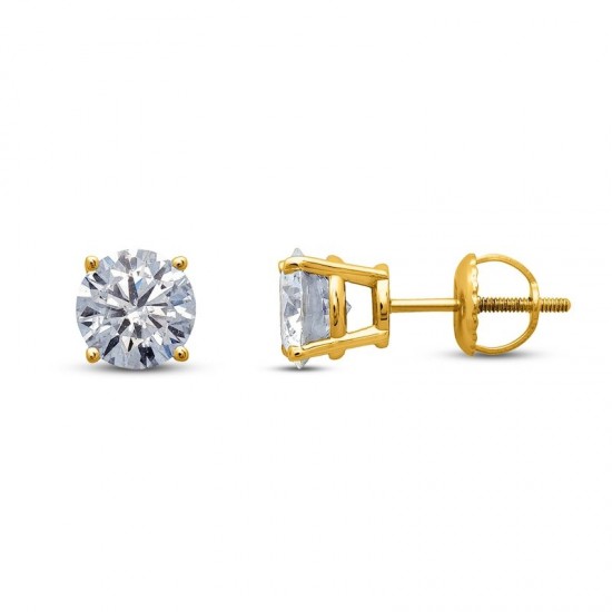 Diamond Solitaire Earrings 1 ct tw Round-cut 14K Yellow Gold