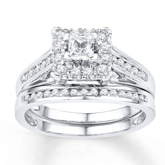 Diamond Bridal Set 5/8 ct tw Round-cut 10K White Gold