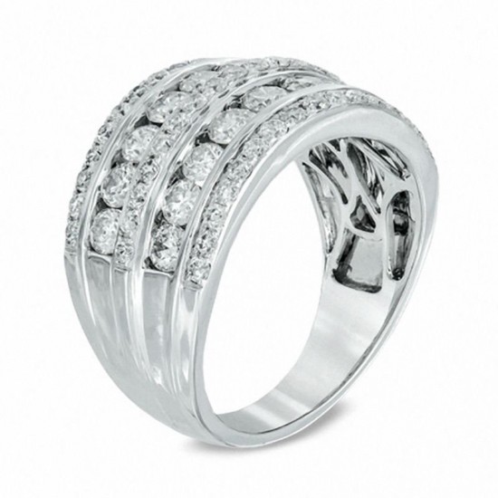 2 CT TW Diamond Multi-Row Band in 14K White Gold