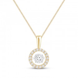 Lab-Created Circle Necklace 1/3 ct tw 10K Yellow Gold 