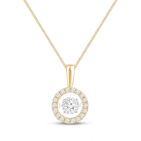 Lab-Created Circle Necklace 1/3 ct tw 10K Yellow Gold 