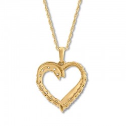 Diamond Heart Necklace 1 ct tw Round-cut 14K Yellow Gold