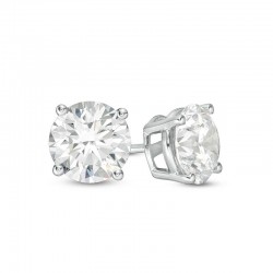 3 CT TW Diamond Solitaire Stud Earrings in 14K White Gold