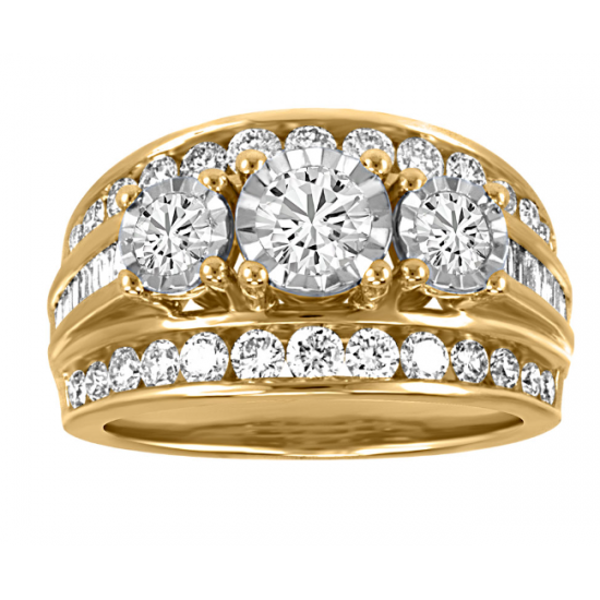 3 Stone Past Present Diamond Ring in 14K White/Yellow Gold 4 CT TW 