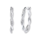 Hoop Earrings 1/8 ct tw Round-cut Sterling Silver