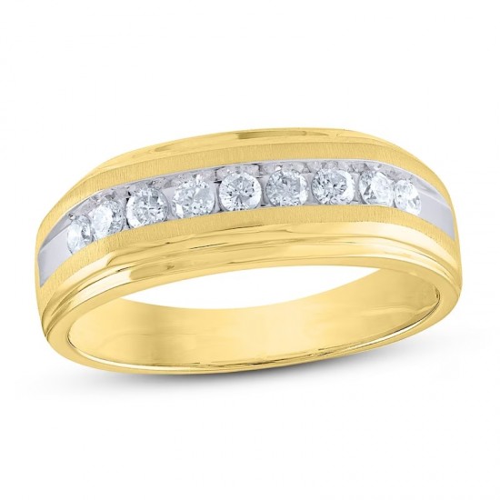 Men's Diamond Wedding Band 1/2 ct tw Round-cut 10K Yellow Gold