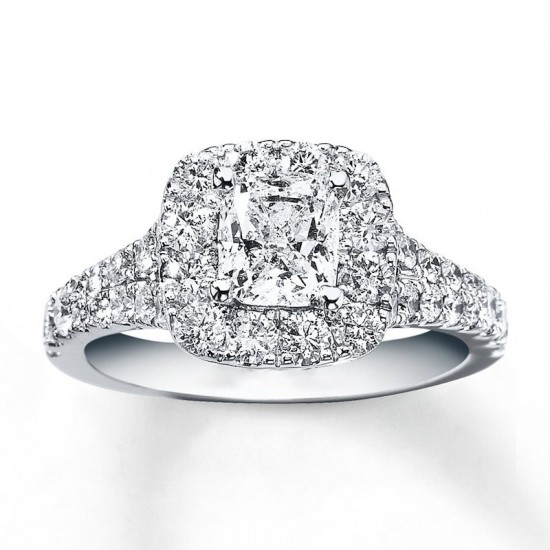 Engagement Ring 2-1/6 ct tw Diamonds 14K White Gold