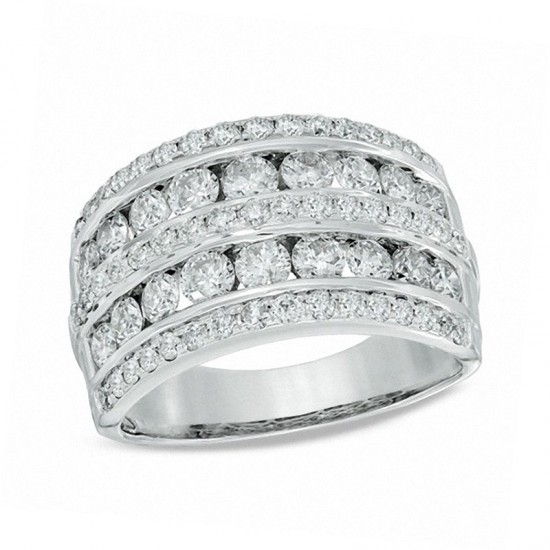 2 CT TW Diamond Multi-Row Band in 14K White Gold