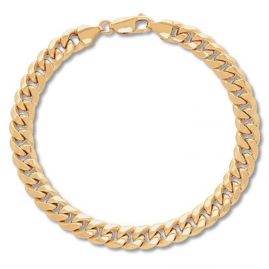 Cuban Curb Chain Bracelet 14K Yellow Gold 85 Length