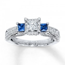 Sapphire Ring 1 ct tw Princess-cut 14K White Gold