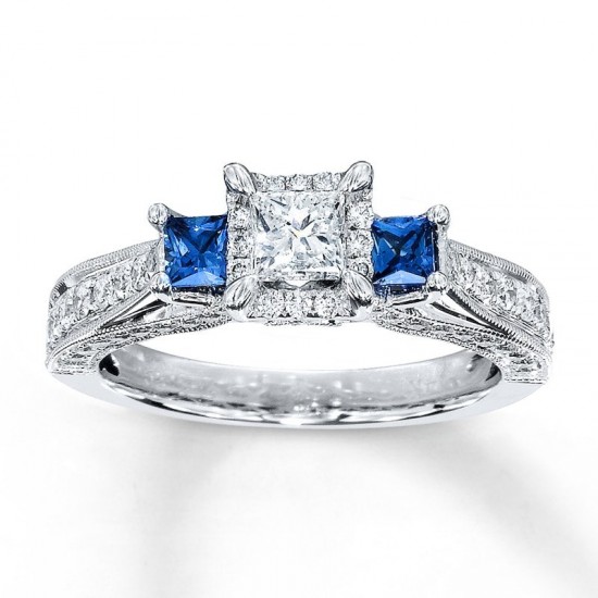 Sapphire Ring 1 ct tw Princess-cut 14K White Gold