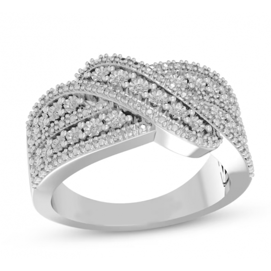 Bridal Set Multi-Row 1/8 ct tw Diamond Crossover Ring