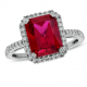 Lab-Created Ruby and White Sapphire Emerald Ring in Sterling Silver