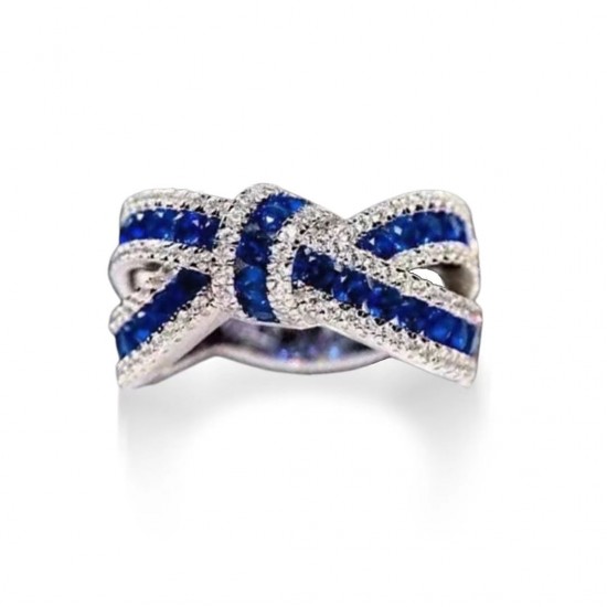 Sapphire Ring 1/5 ct tw Diamonds 14K Vanilla Gold