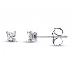 Diamond Earrings 1/4 ct tw Princess-cut 14K White Gold