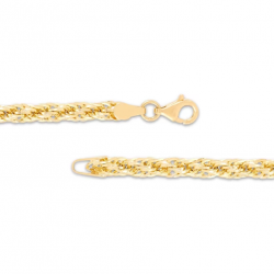 Hollow Rope Chain Bracelet 10K Yellow Gold 7mm