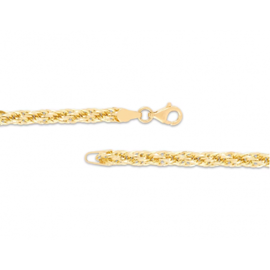 Hollow Rope Chain Bracelet 10K Yellow Gold 7mm