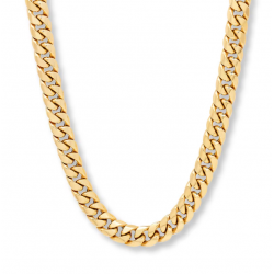 Mens' 10K Yellow Gold Hollow Miami Cuban Chain Necklace