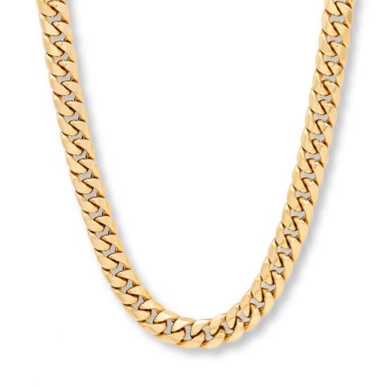 Mens' 10K Yellow Gold Hollow Miami Cuban Chain Necklace