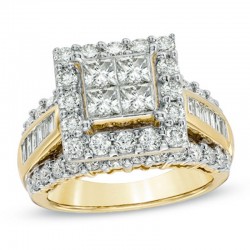 3 CT TW Quad Princess-Cut Diamond Frame Ring in 14K Gold