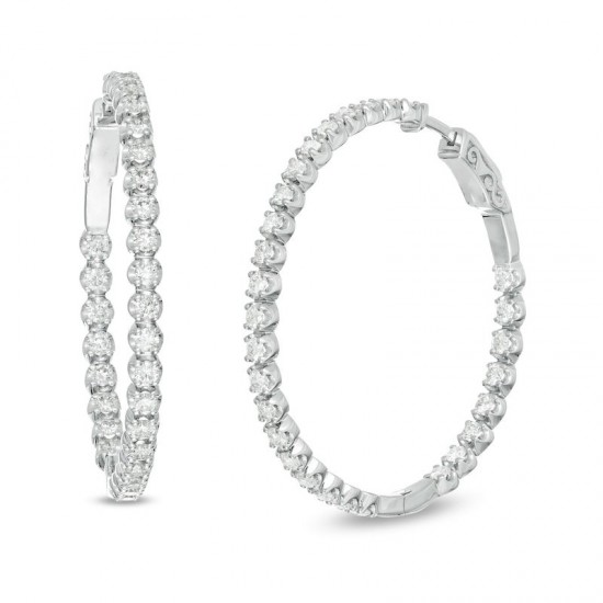 3 CT TW Journey Diamond Inside-Out Hoop Earrings in 10K White Gold