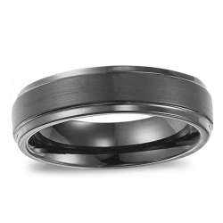 Men's Black Tungsten Carbide wedding band 6mm