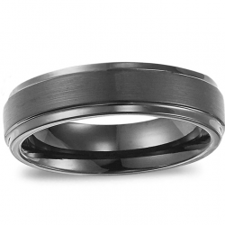 Men's Black Tungsten Carbide wedding band 6mm