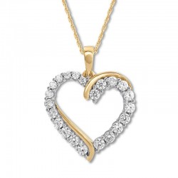 Diamond Heart Necklace 1 ct tw Round-cut 14K Yellow Gold