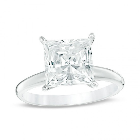 Certified Princess-Cut Diamond Solitaire Engagement Ring in 14K White Gold 