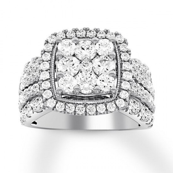 Diamond Engagement Ring 3 carat tw Round 14K White Gold