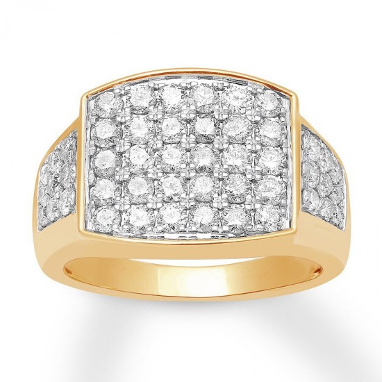 Men's Diamond Ring 2 ct tw Round-cut 10K Yellow Gold