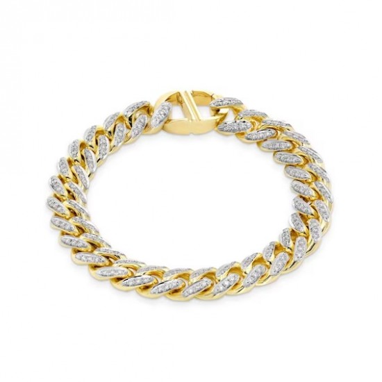 Diamond Men's Bracelet 4 ct tw Round 14K Yellow/White Gold 7