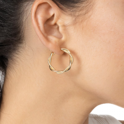 Mesh Hoop Earrings 18K Yellow Gold 22mm