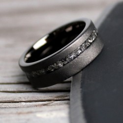 Men's Black Meteorite Diamond Ring