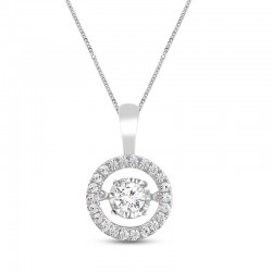 Lab-Created Circle Necklace 1/3 ct tw 10K White Gold 