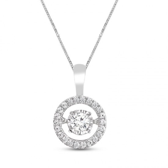 Lab-Created Circle Necklace 1/3 ct tw 10K White Gold 