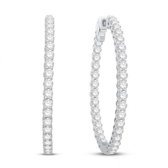 Diamond Hoop Earrings 6 ct tw Round 14K White Gold