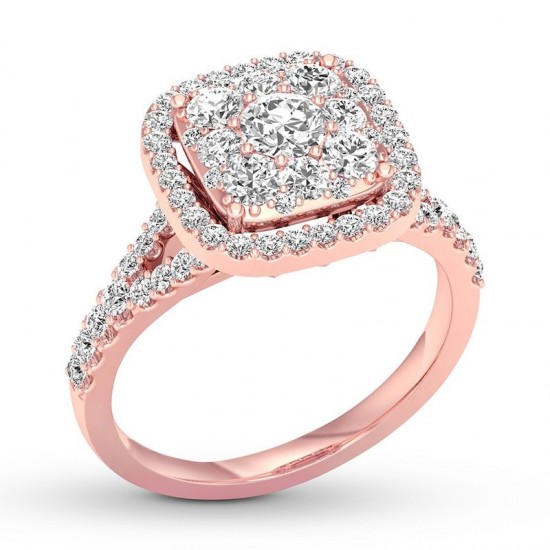 Diamond Engagement Ring 3/4 ct tw Round-cut 14K Rose Gold