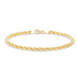 Hollow Rope Chain Bracelet 10K Yellow Gold 7mm