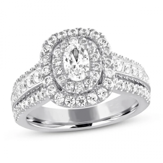 Oval Diamond Ring 1-3/8 ct tw 14K White Gold