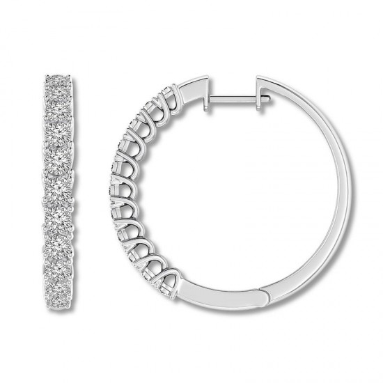 Diamond Hoop Earrings 1/2 ct tw Round-cut 10K White Gold