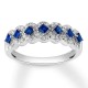 Sapphire Anniversary Band 1/4 ct tw Diamonds 10K White Gold