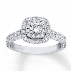 Engagement Ring 7/8 ct tw Diamonds 14K White Gold