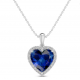 Lab-Created Sapphire Heart Pendant Necklace Sterling Silver