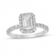 Certified Emerald-Cut Lab-Created Diamond Frame Engagement Ring in 14K White Gold